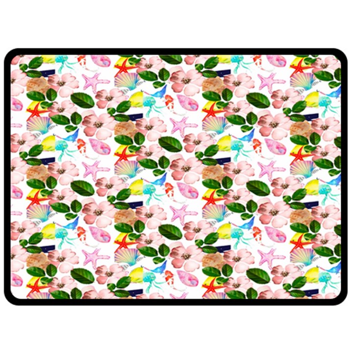 Painted Flowers Fleece Blanket (Large) 