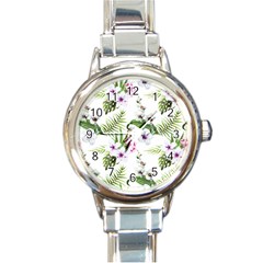 Summer Flowers Round Italian Charm Watch by goljakoff