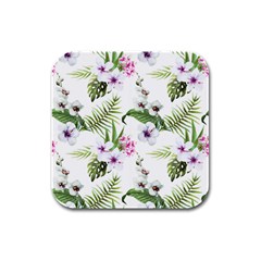 Summer Flowers Rubber Square Coaster (4 Pack)  by goljakoff