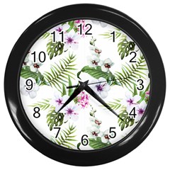 Summer Flowers Wall Clock (black) by goljakoff