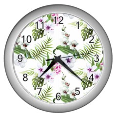 Summer Flowers Wall Clock (silver) by goljakoff