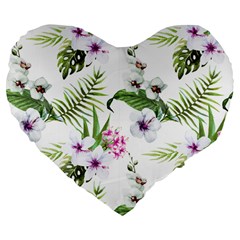 Summer Flowers Large 19  Premium Flano Heart Shape Cushions by goljakoff