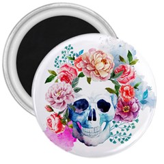 Skull And Flowers 3  Magnets by goljakoff