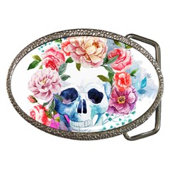 Skull And Flowers Belt Buckles by goljakoff