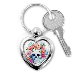 Skull And Flowers Key Chain (heart) by goljakoff