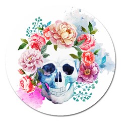 Skull And Flowers Magnet 5  (round) by goljakoff