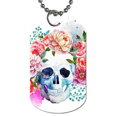 Skull And Flowers Dog Tag (two Sides) by goljakoff