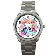 Skull And Flowers Sport Metal Watch by goljakoff