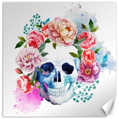 Skull And Flowers Canvas 12  X 12  by goljakoff