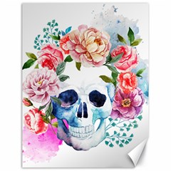 Skull And Flowers Canvas 18  X 24  by goljakoff