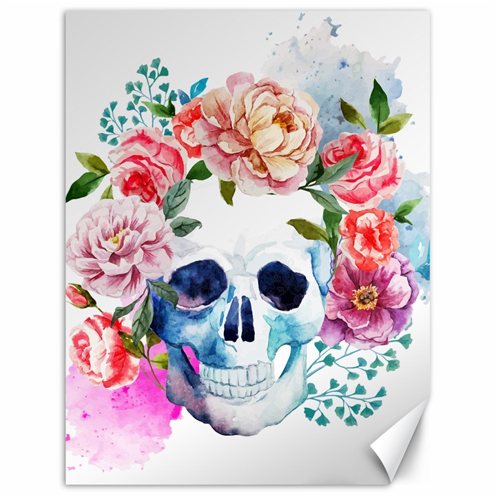 Skull and flowers Canvas 18  x 24 