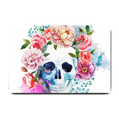 Skull And Flowers Small Doormat  by goljakoff