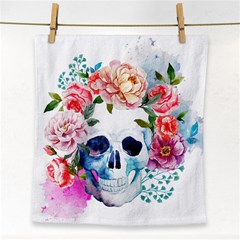 Skull And Flowers Face Towel by goljakoff