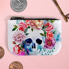 Skull And Flowers Mini Coin Purse by goljakoff