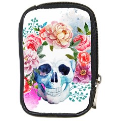 Skull And Flowers Compact Camera Leather Case by goljakoff