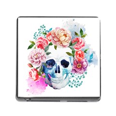 Skull And Flowers Memory Card Reader (square 5 Slot) by goljakoff