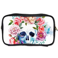 Skull And Flowers Toiletries Bag (one Side) by goljakoff