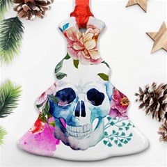 Skull And Flowers Christmas Tree Ornament (two Sides) by goljakoff