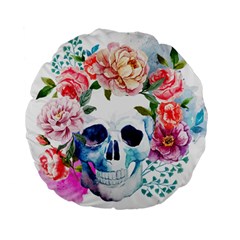 Skull And Flowers Standard 15  Premium Round Cushions by goljakoff