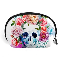 Skull And Flowers Accessory Pouch (large) by goljakoff