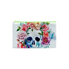 Skull And Flowers Cosmetic Bag (xs) by goljakoff