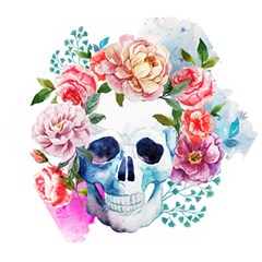 Skull And Flowers Wooden Puzzle Hexagon by goljakoff