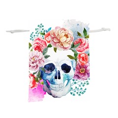 Skull And Flowers Lightweight Drawstring Pouch (s) by goljakoff