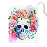 Skull and flowers Drawstring Pouch (4XL) Front