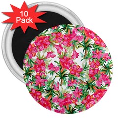 Pink Flowers 3  Magnets (10 Pack)  by goljakoff