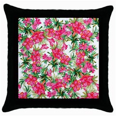 Pink Flowers Throw Pillow Case (black) by goljakoff