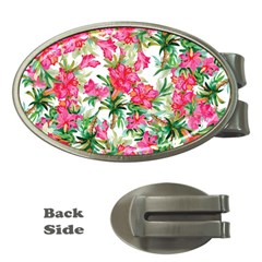 Pink Flowers Money Clips (oval)  by goljakoff