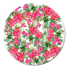 Pink Flowers Magnet 5  (round) by goljakoff