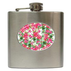 Pink Flowers Hip Flask (6 Oz) by goljakoff