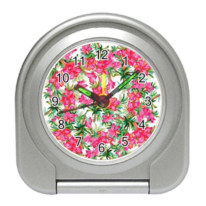 Pink flowers Travel Alarm Clock