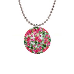 Pink Flowers 1  Button Necklace by goljakoff