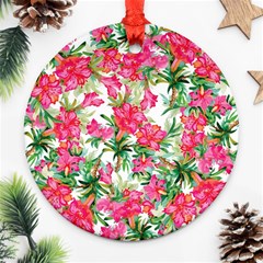 Pink Flowers Round Ornament (two Sides) by goljakoff