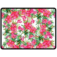 Pink Flowers Fleece Blanket (large)  by goljakoff