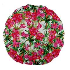 Pink Flowers Large 18  Premium Round Cushions by goljakoff