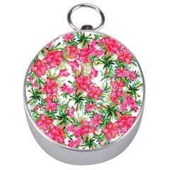 Pink Flowers Silver Compasses by goljakoff