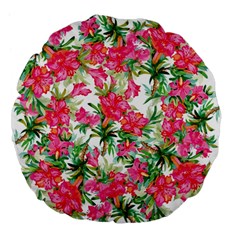 Pink Flowers Large 18  Premium Flano Round Cushions by goljakoff