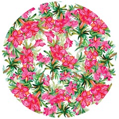 Pink Flowers Wooden Puzzle Round by goljakoff