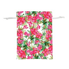 Pink Flowers Lightweight Drawstring Pouch (l) by goljakoff