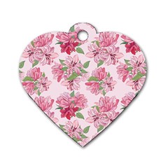 Rose Flowers Dog Tag Heart (two Sides) by goljakoff