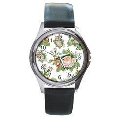 Vintage Flowers Round Metal Watch by goljakoff