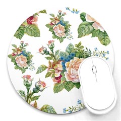 Vintage Flowers Round Mousepads by goljakoff