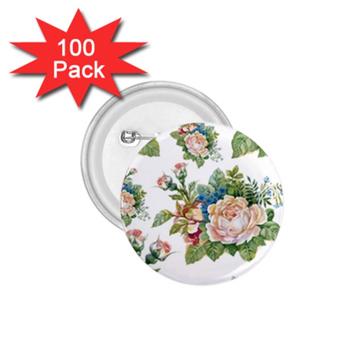 Vintage flowers 1.75  Buttons (100 pack) 