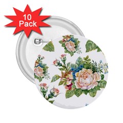 Vintage flowers 2.25  Buttons (10 pack) 