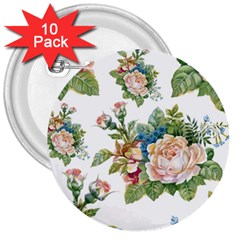 Vintage Flowers 3  Buttons (10 Pack)  by goljakoff