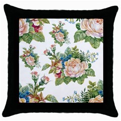 Vintage Flowers Throw Pillow Case (black) by goljakoff