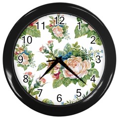 Vintage Flowers Wall Clock (black) by goljakoff